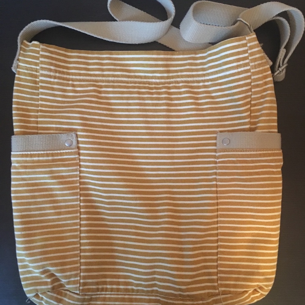 Mustard yellow stripe hobo bag